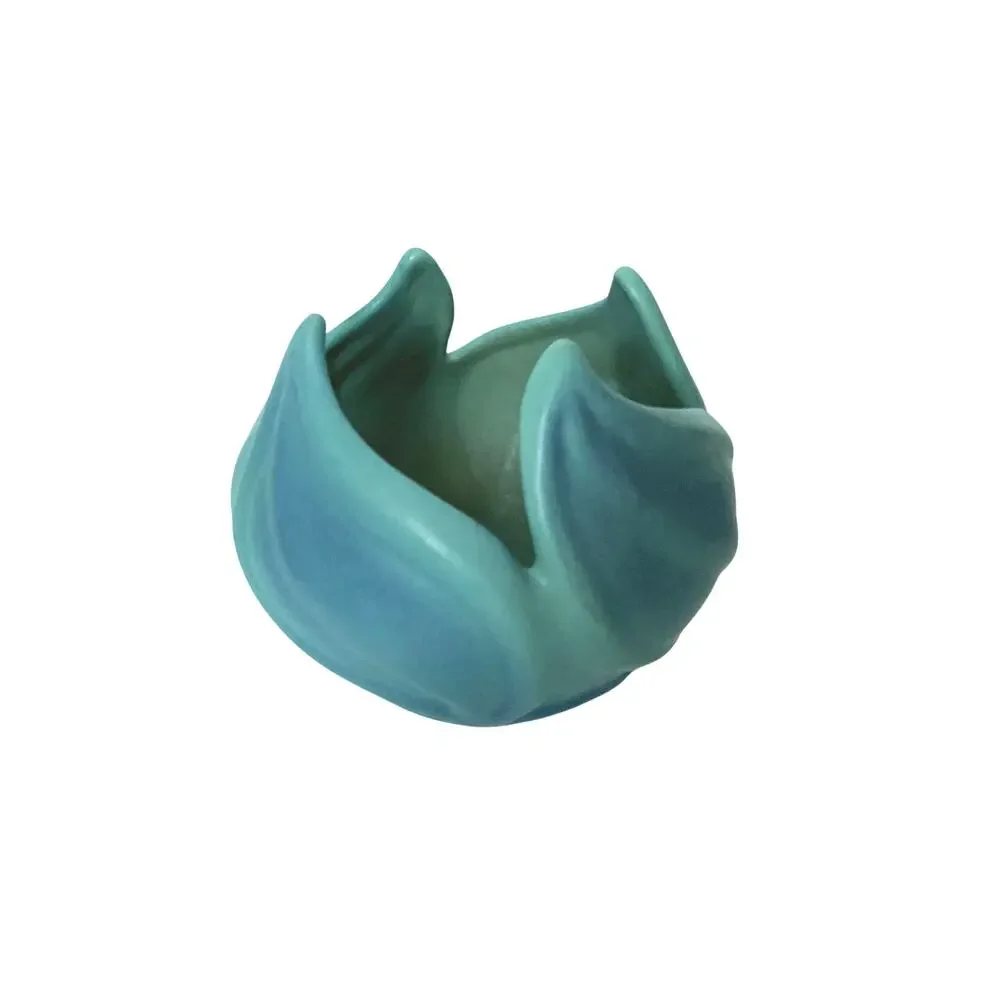 Van Briggle Ming Blue Lotus Leaf Vase Pottery Planter 1940 1950 1960 Swirl Flame